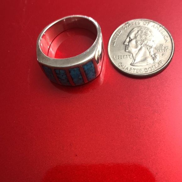 STERLING SILVER INLAID TURQUOISE RING - Picture 12 of 16